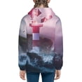 thumbnail image 4 of Kll Unisex Kids Boys Girls Hooded Pocket Pullover Hoodies-Lighthouse Waves Torrential Rain, 4 of 9