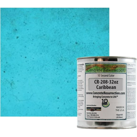 Professional Fast Drying Concrete Stain - Easy to use! Ten Second Color Acetone Dye Concrete Stain - Caribbean 32oz