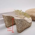 thumbnail image 7 of Rokment Womens Sparkly Metallic Beads Sequin Platform Wedge Dress Slides Sandals Bride Wedding Glitter Clear Ultra Chunky Slip on High Heels Summer Shoes Gold Size 6, 7 of 7