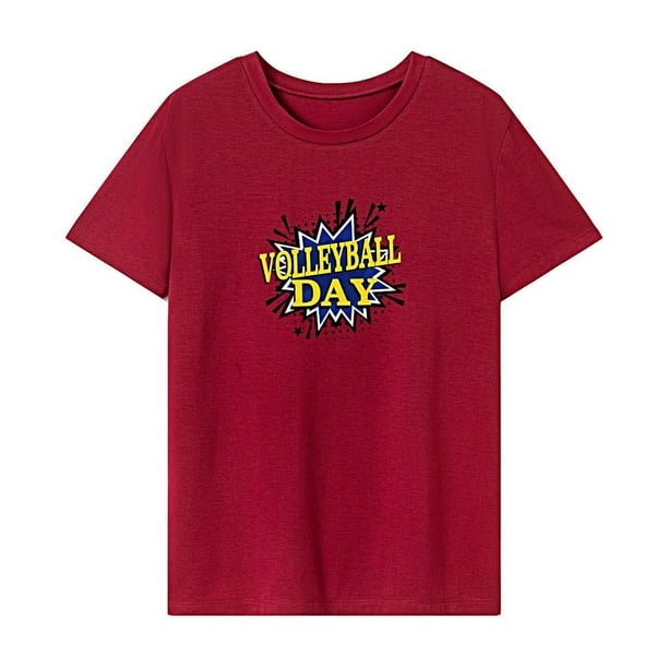 Camiseta para mujer verano casual mujer cuello redondo camisa para el trabajo calle deportes playa Rojo