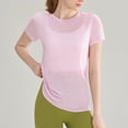 thumbnail image 2 of Camiseta holgada con corte en la espalda para mujer: cuello redondo, manga corta, poliéster, para yoga/deporte (tallas S-XL), 2 of 4