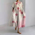 thumbnail image 2 of Ruyang Women Casual Loose Boho Floral Dress with Pockets Short Sleeve Long Maxi Summer Beach Swing Dress Retro Holiday Casual Dress, 2 of 4