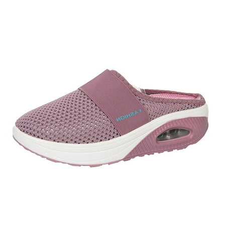 

Rdeuod Slippers for Women Platform Lightweight Hollow Half Slippers Mesh Round Head Sandals