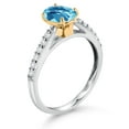 thumbnail image 3 of 10K Yellow and White Gold Swiss Blue Topaz and White Lab Grown Diamond Engagement Ring for Women (1.48 Cttw, Oval Checkerboard 8X6MM, Gemstone November Birthstone, Available in Size 5, 6, 7, 8, 9), 3 of 4