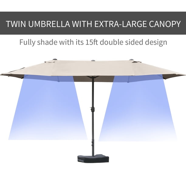aosom patio umbrella Outsunny 13ft Large with Solar Lights Crank Handle Blue sided design may look intimidating Outsunny 15ft Patio Umbrella with