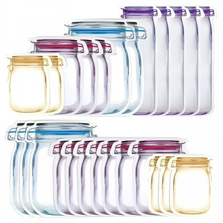 ACDANC 25PCS Reusable Freezer Bags,Food Storage Bags,Fresh Zipper Bags,Snack Storage Bags