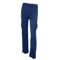 thumbnail image 5 of ManxiVoo Women High Waist Cargo Pants Flared Leggings with Pockets Stretchy Workout Casual Trousers XXXL Size Blue, 5 of 6