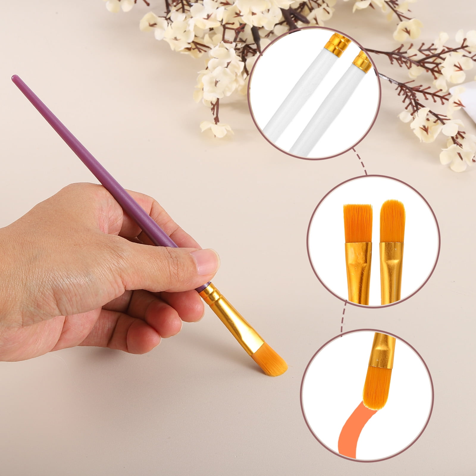 Paint Brushes Set, 200Pcs Acrylic Paint Brush Nylon Hair for Watercolor Oil Painting Miniature Detailing Rock Painting, White