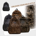 thumbnail image 4 of Leopard Print Backpack for Women, Lightweight Nylon Water Resistant Daypack, Cute Animal Print Bookbag for Travel College Work, Black Fashion Shoulder Bag with Side Pockets, 4 of 9