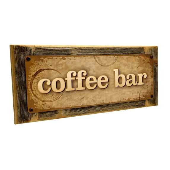 Framed, Outdoor Coffee Bar 4"x12" Metal Sign, Wall Décor for Kitchen and Dining