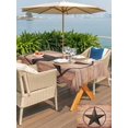 thumbnail image 4 of Outdoor Tablecloth with Umbrella Hole and Zipper, Western Star Retro Rectangle Table Cloth 60x84 Inch Waterproof Tablecloth, Country Farmhouse Brown Wooden Grain Picnic Table Cover for Patio Camping, 4 of 7