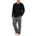 thumbnail image 6 of VV AVEORS Mens Pajama Set Long Sleeve Soft Sleepwear Loungewear Pjs Tops Plaid Pants With Pockets 2 Piece Holiday Sleepwear Dark Gray L, 6 of 8