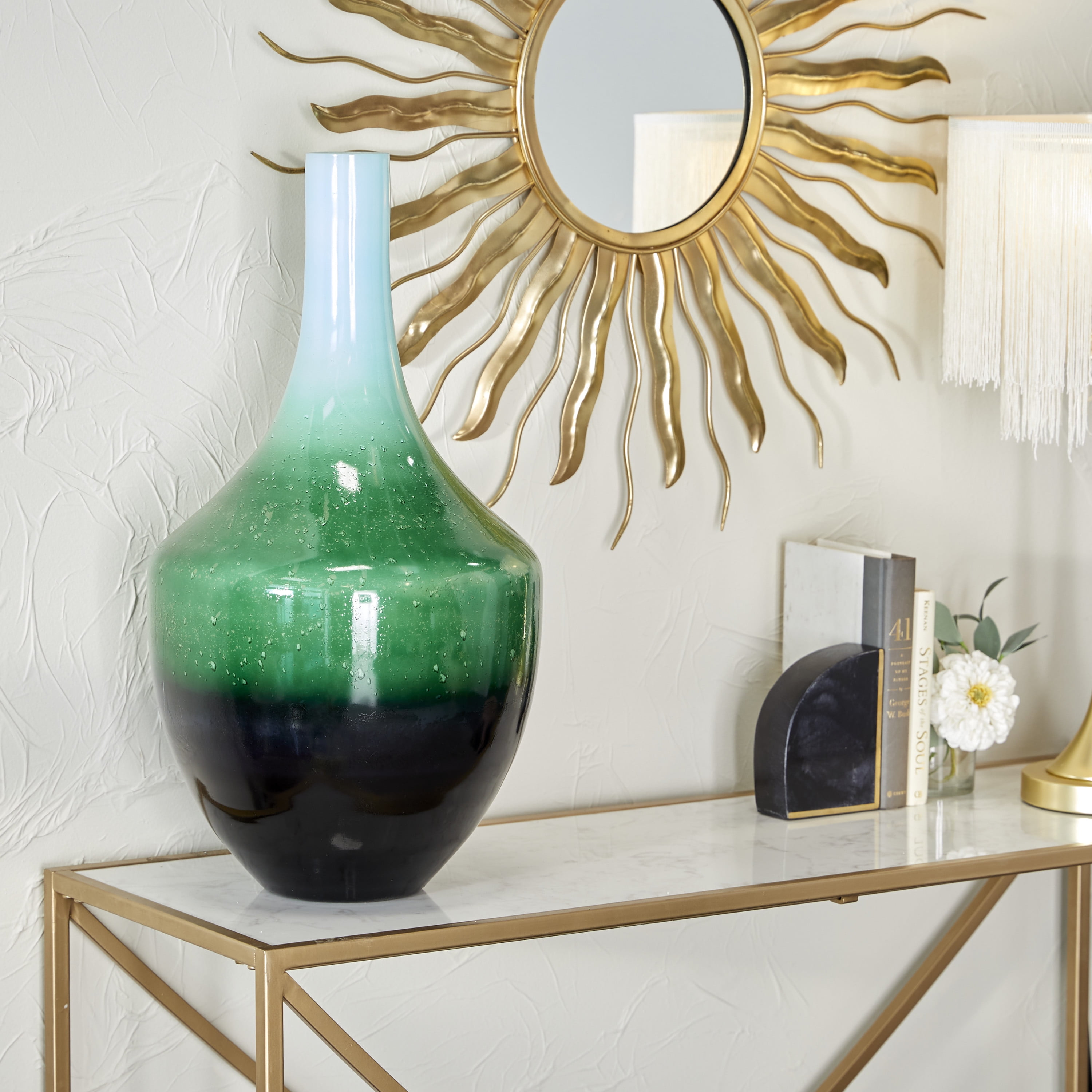 DecMode 22" Ombre Green Glass Vase