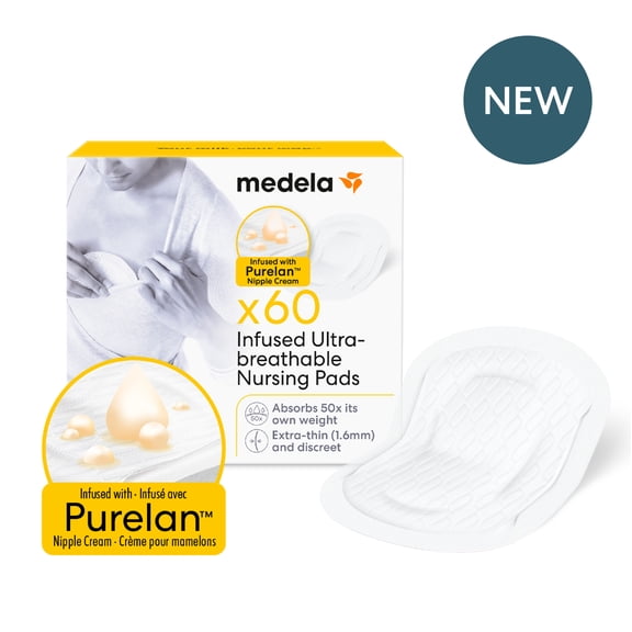 Medela Purelan‑Infused Ultra‑Breathable Nursing Pads 60ct