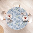 thumbnail image 4 of Ambesonne Floral Fitted Round Tablecloth, Blue Tender Romantic Flowers, 40"- 44" Diameter, Pale Sky Blue Green and White, 4 of 5