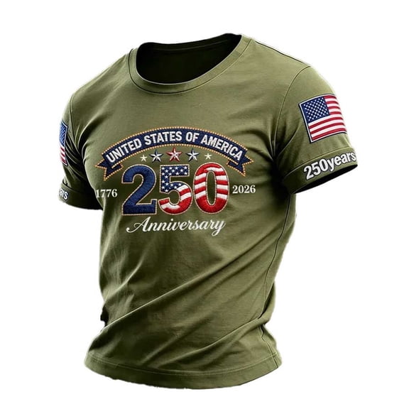 CONZONE 250Th Anniversary Usa Mens T-Shirts Short Sleeve 4Th Of July T Shirts for Men Crew Neck Patriotic Usa 1776-2026 Graphic Independence Day Tee Tops