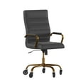 thumbnail image 2 of BizChair High Back Black LeatherSoft Executive Swivel Office Chair with Gold Frame, Arms, and Transparent Roller Wheels, 2 of 9