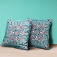 thumbnail image 3 of Paisley Leaf Geo Indoor/Outdoor Pillow in Muted Blue Red 26x26, 3 of 7