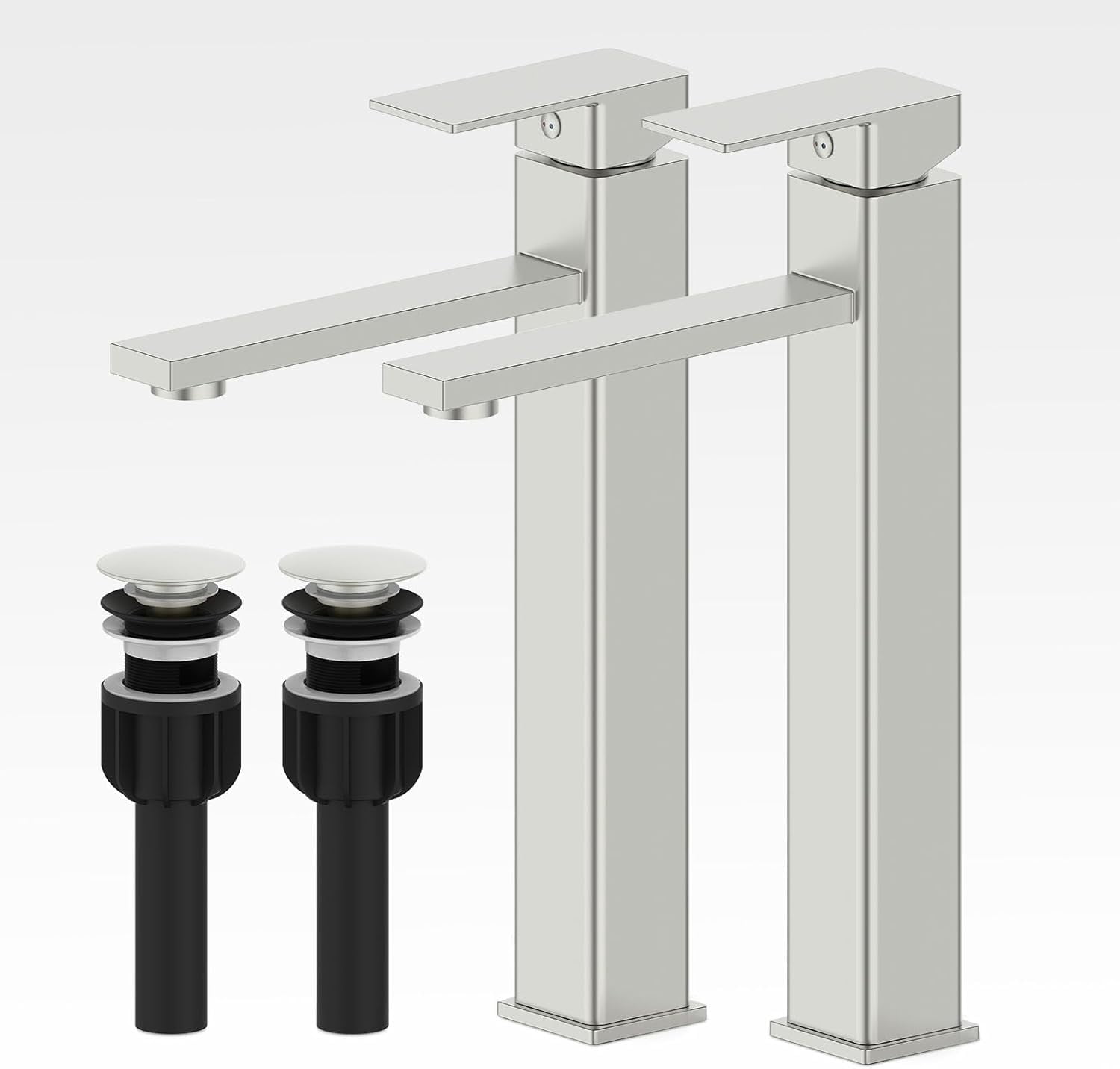 Bathroom Faucets Set with Pop Up Drain, Modern Single Handle Black Bathroom Sink Faucet w/Deck Plate(1 or 3 Hole), Farmhouse RV Vanity Sink Faucet-2 Sets, bao lavamanos Llave