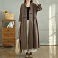 thumbnail image 6 of Wancir Womens Fall Winter Dress 2024 Cotton Linen Long Sleeve Button Lapel Neck Maxi Shirt Dresses Plus Size A Line Dress, 6 of 9