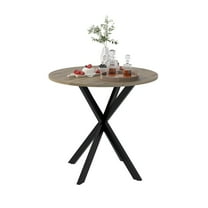 31.5 Inch Round Dining Table for Small Spaces, Modern Kitchen Table with Metal Legs for 2-4 People, Rustic Brown MDF Top