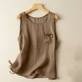 thumbnail image 2 of CYRBOKO Women's Summer Tank Tops, Loose Crew Neck Breathable Casual Sleeveless Tops Khaki Size M, 2 of 4
