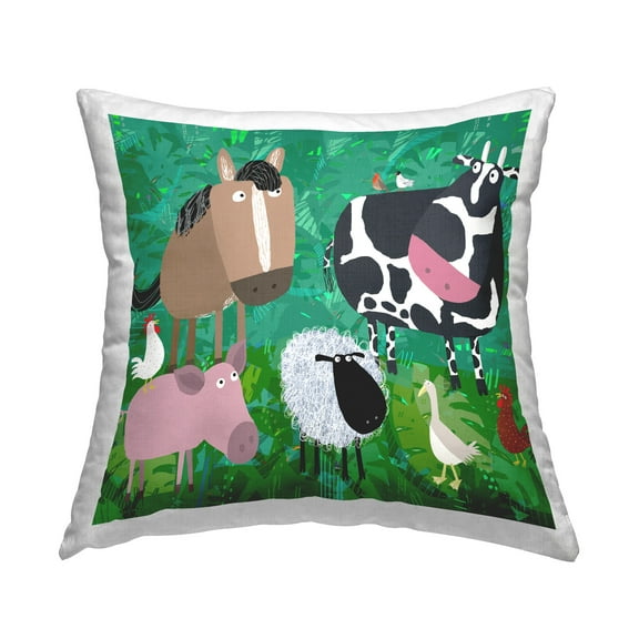 Stupell Industries Cartoon Farm Animals Decorative Printed Throw Pillow Design by Carla Daly