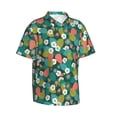 thumbnail image 2 of Hawaiian Shirt For Men, Red Berries Green Leaves White Flowers Mens Button Down Short Sleeve Shirt, Summer Beach Shirts For Men, 2 of 2