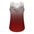 thumbnail image 6 of ZQGJB Womens Summer Tank Tops Casual Sleeveless Tie Dye Gradient Color Printed Tunic Top Loose Fit Ruffled Trim V Neck Shirts Wine M, 6 of 6