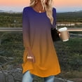 thumbnail image 2 of VEKDONE Tunic Tops for Women 3/4 Sleeve Crewneck Pullover Tops Fashion Gradient Color Print Long Blouse Casual Loose Fit Lightweight Curved Hem Shirts, 2 of 6