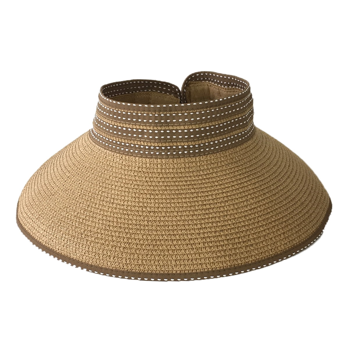 MAGID WOMEN'S STRAW ROLL SUN VISOR WITH VELCRO BOW