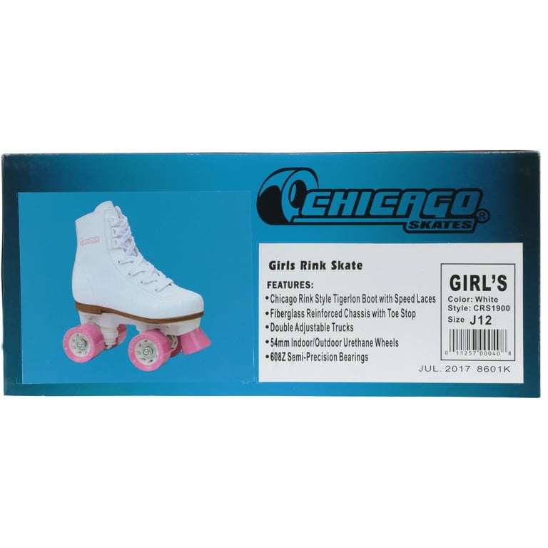 Chicago Skates Girls Classic Quad Roller Skates, White
