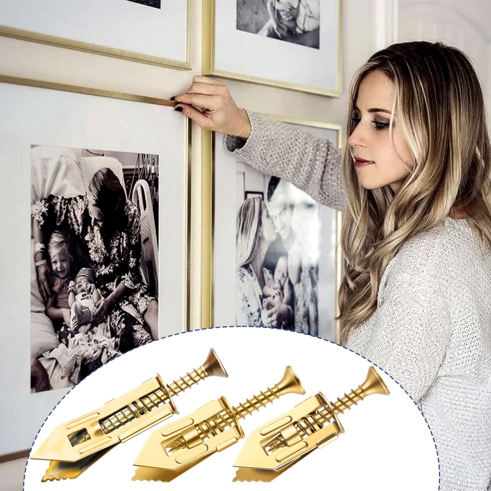 80 Pcs Self-Drilling Anchor Screws, Zinc Plated Steel Drywall Anchors, Heavy Duty Metal Expansion Bolt, No Drill or Holes, for TV, Shelf Straps, Gypsum Boards, Cabinets