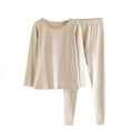 thumbnail image 1 of cfhntfmh Ensembles de Pyjama pour Femmes en Coton Confortables Col Rond Manches Longues Chemises Basiques Pantalons Longs Extensibles Doux Vêtements de Détente Vêtements de Nuit, 1 of 3