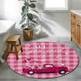 thumbnail image 4 of Pink Plaid Washable Round Area Rug 3.3 ft, Truck With Roses Romantic, Soft Non Slip Rugs Stain Repellent Indoor Felt Carpet for Living Dining Room Bedroom Home Office, 4 of 9