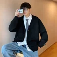 thumbnail image 2 of Ropa para hombre Cárdigan liso con cuello en V Suéter de punto de color sólido para hombre con bolsillos Ropa de otoño coreana Un estilo holgado de lana de oveja X, 2 of 5