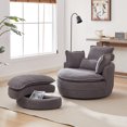 thumbnail image 2 of 38"W Oversized Swivel Chair with moon storage ottoman for Living Room, Modern Accent Round Loveseat Circle Swivel Barrel Chairs for Bedroom Cuddle Sofa Chair Lounger Armchair, 4 Pillows,CORDUROY, 2 of 19