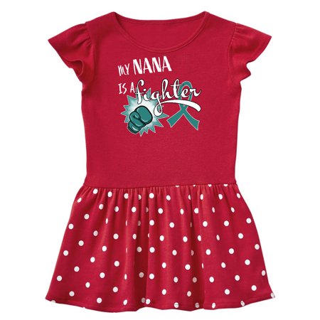 

Inktastic Ovarian Cancer Awareness My Nana is a Fighter Gift Toddler Girl Dress