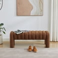 thumbnail image 5 of Zesthouse 43.3″ End of Bed Bench, Boucle Tufted Upholstered Ottoman Bench with Padded Seat and Solid Wood Leg, Modern Entryway Bench for Bedroom, Living Room, Brown, 5 of 11