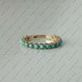 thumbnail image 4 of Round Turquoise Half Eternity Bannd Ring, 925 Sterling Silver Ring, Handmade Fine Jewelry, Prong Setting , December Birthstone, 4 of 5