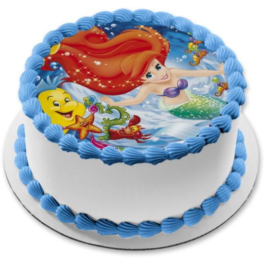 Flounder #511 Ariel Little Mermaid Edible Wafer PRE-CUT Cake Topper 