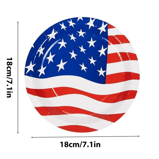 Cucharas Y Tenedores Conjunto de Vajillas de Fiesta Del Día de la Independencia 7 Platos de 9 Pulgadas 3,75 Pulgadas Tazas de 6,7 Pulgadas Cubiertos 24Pc Decoración Patriótica Decoraciones Del Día de