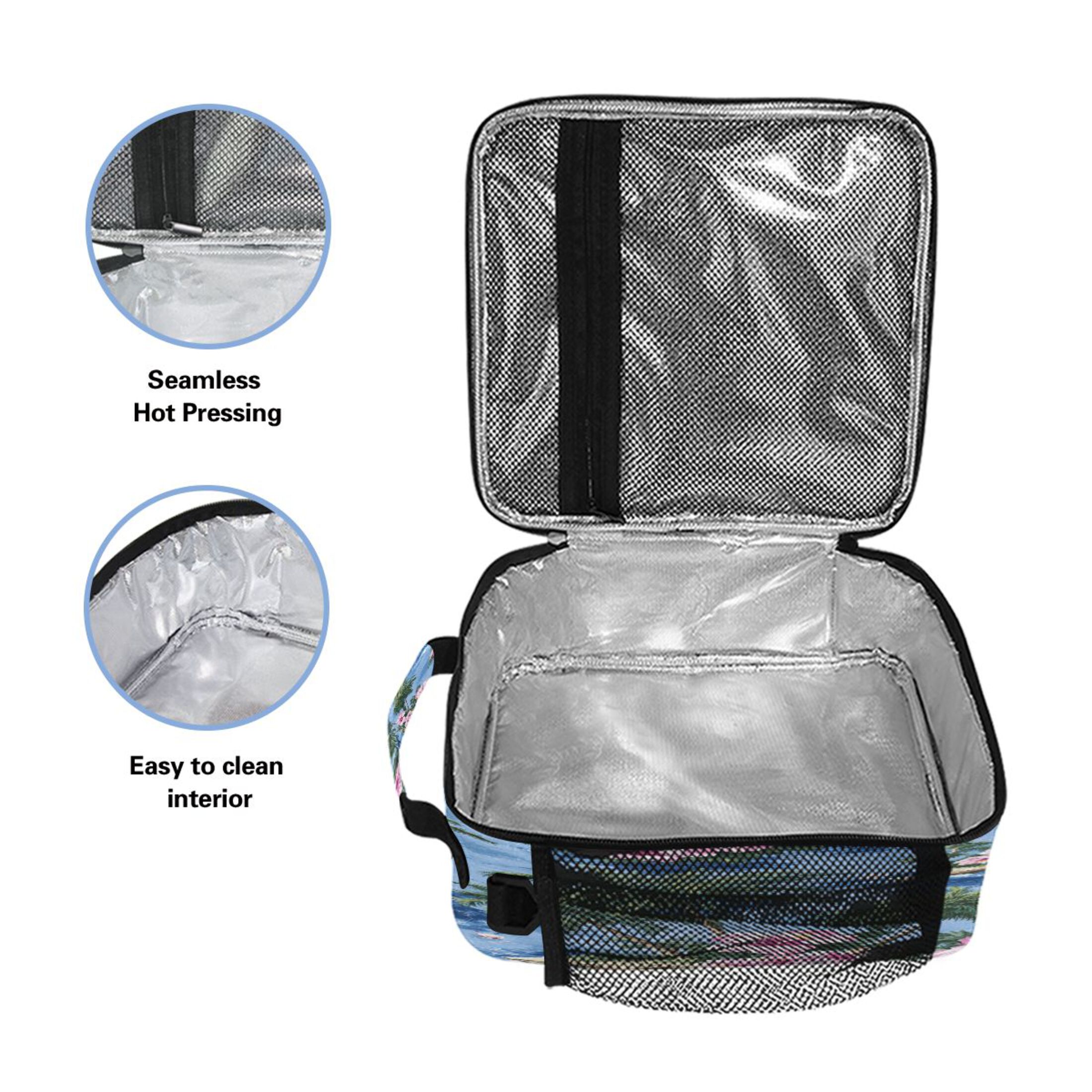 10.5X9.5in Square Insulated Lunch Bag Leak-proof Lunch Box for Outdoor Work Picnic Small Islands and Beautiful View