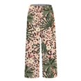 thumbnail image 4 of Women's Casual Pants Women'S Casual Boho Floral Print Stripe Cotton Linen Pants Elastic Waisted Summer Spring Beach Baggy,Yellow Women's Casual Pants XL, 4 of 4
