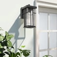 thumbnail image 5 of 12 inch Large Outdoor Wall Lights - 2 Packs Modern Black Exterior Light Fixture with Seeded Glass Shade, Waterproof Porch Lighting for House, Farmhouse Sconces Lantern for Front Door, Garage, 5 of 9