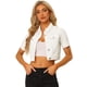 thumbnail image 1 of Chaqueta Corta Informal Para Mujer De Manga Corta Vaquera Blanco M, 1 of 6