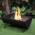 thumbnail image 1 of Deko Living 35 Inch Rectangular Outdoor Metal Wood Burning Barrel Firepit with Screen Lid and Poker, 1 of 8