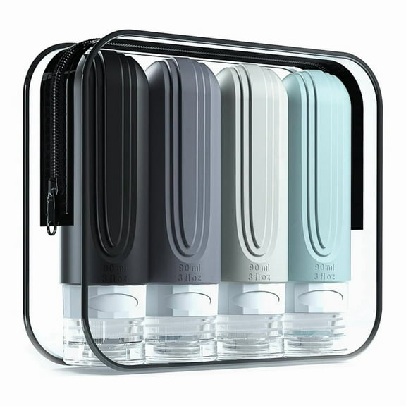4pcs Travel Bottles for Toiletries, 3oz Travel Size Containers Free Leak Proof Refillable Liquid Silicone Squeezable