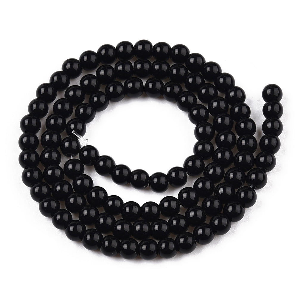 Opaque Solid Color Glass Beads Strands Round Black 8~8.5mm Hole: 1.5mm about 51~53pcs/strand 14.96 inch~15.55 inch(38~39.7cm)