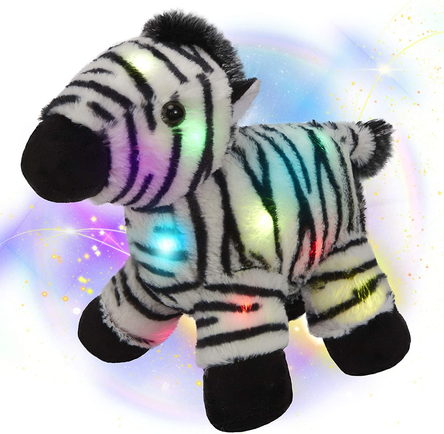 Musical Light up Zebra Stuffed Animal Realistic LED Soft Plush Toy with  Night Lights Lullaby Glow in The Dark Birthday for Toddler Kids -  